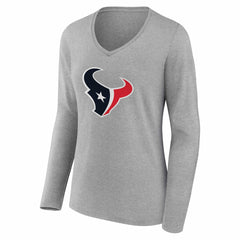 Houston Texans Women's Team Authentic Personalized Name & Number Long Sleeve V-Neck T-Shirt | NFL Discount