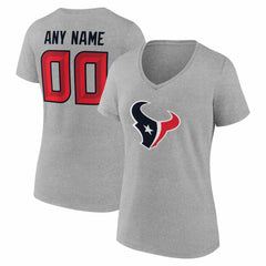 Houston Texans Women's Team Authentic Personalized Name & Number V-Neck T-Shirt | NFL New