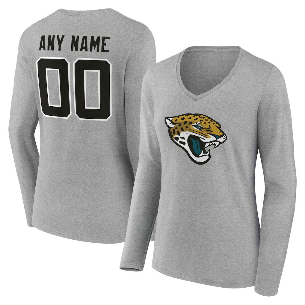 Jacksonville Jaguars Women's Team Authentic Personalized Name & Number Long Sleeve V-Neck T-Shirt | NFL Online