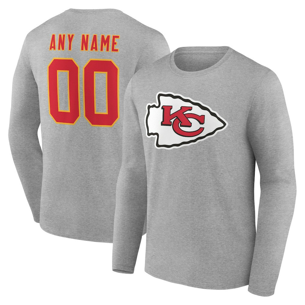 Kansas City Chiefs Team Authentic Personalized Name & Number Long Sleeve T-Shirt | NFL New