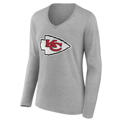 Kansas City Chiefs Women's Team Authentic Personalized Name & Number Long Sleeve V-Neck T-Shirt | NFL Sale