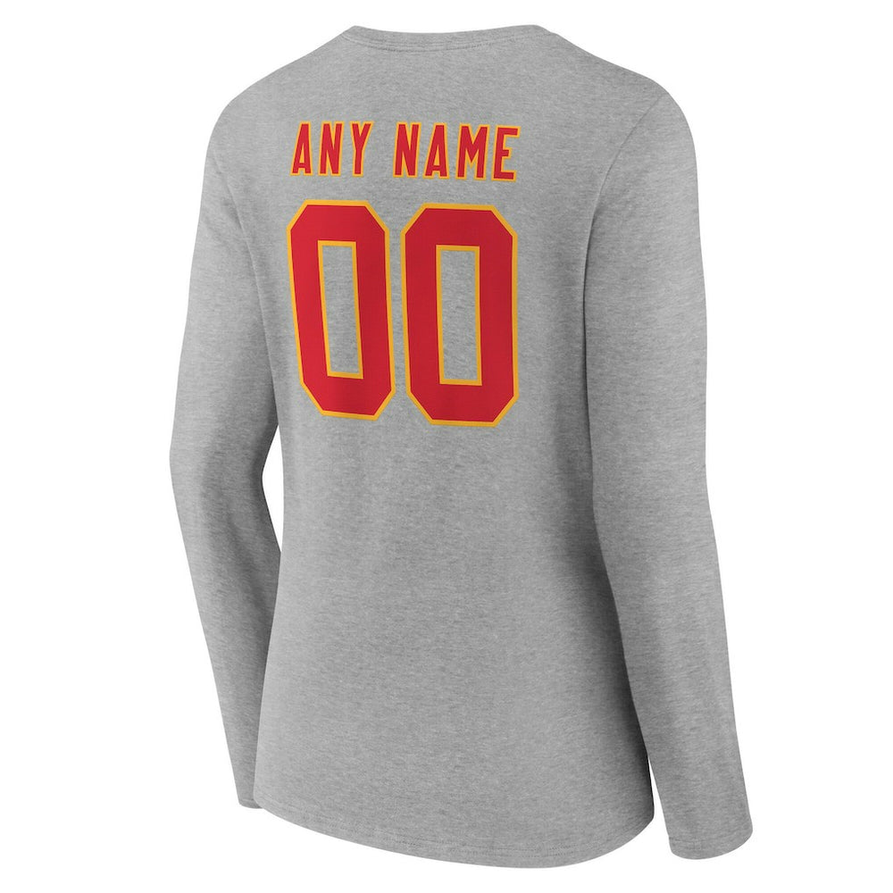 Kansas City Chiefs Women's Team Authentic Personalized Name & Number Long Sleeve V-Neck T-Shirt | NFL Sale