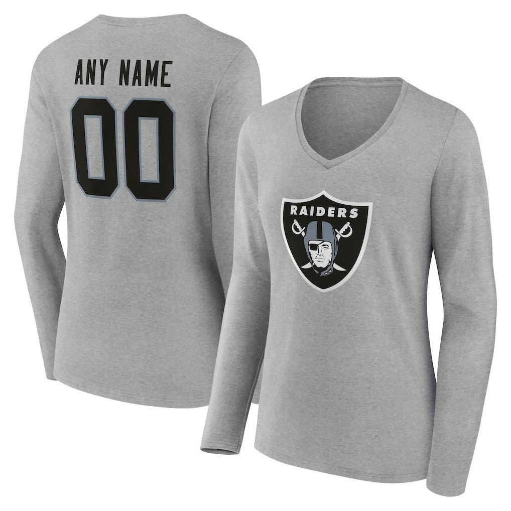 Las Vegas Raiders Women's Team Authentic Personalized Name & Number Long Sleeve V-Neck T-Shirt | NFL US