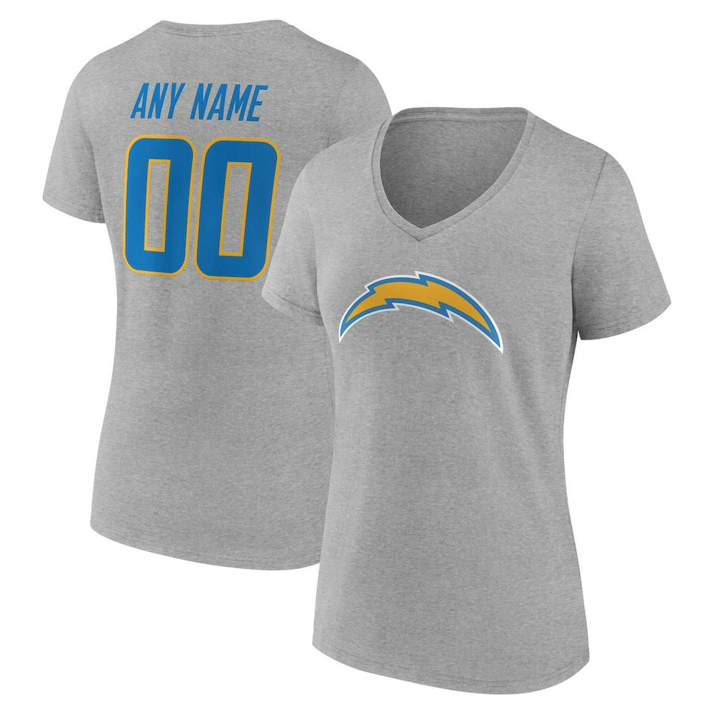 Los Angeles Chargers Women's Team Authentic Personalized Name & Number V-Neck T-Shirt | NFL Hot