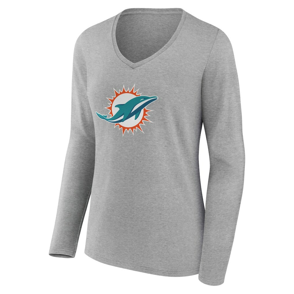 Miami Dolphins Women's Team Authentic Personalized Name & Number Long Sleeve V-Neck T-Shirt | NFL Hot
