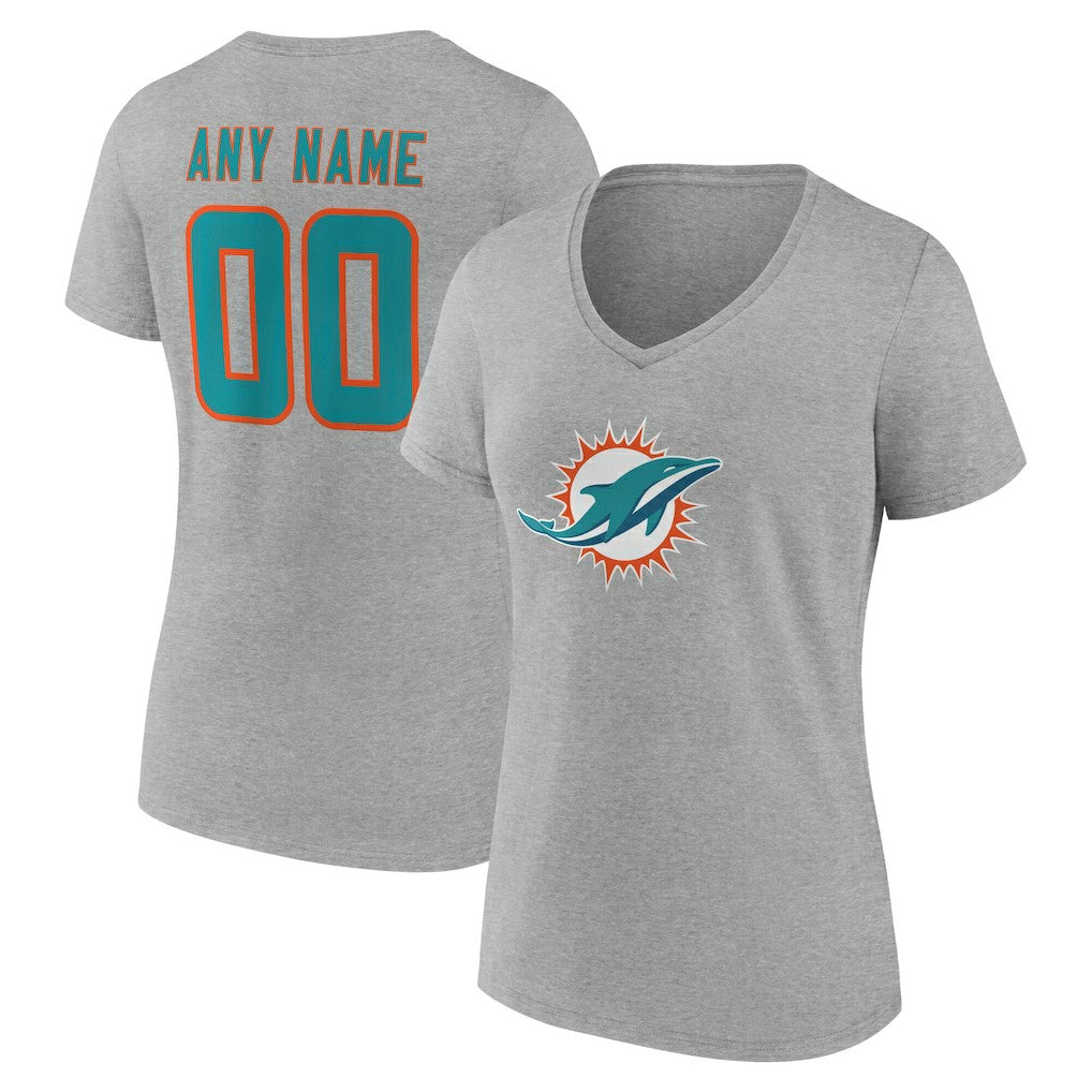 Miami Dolphins Women's Team Authentic Personalized Name & Number V-Neck T-Shirt | NFL Outlet
