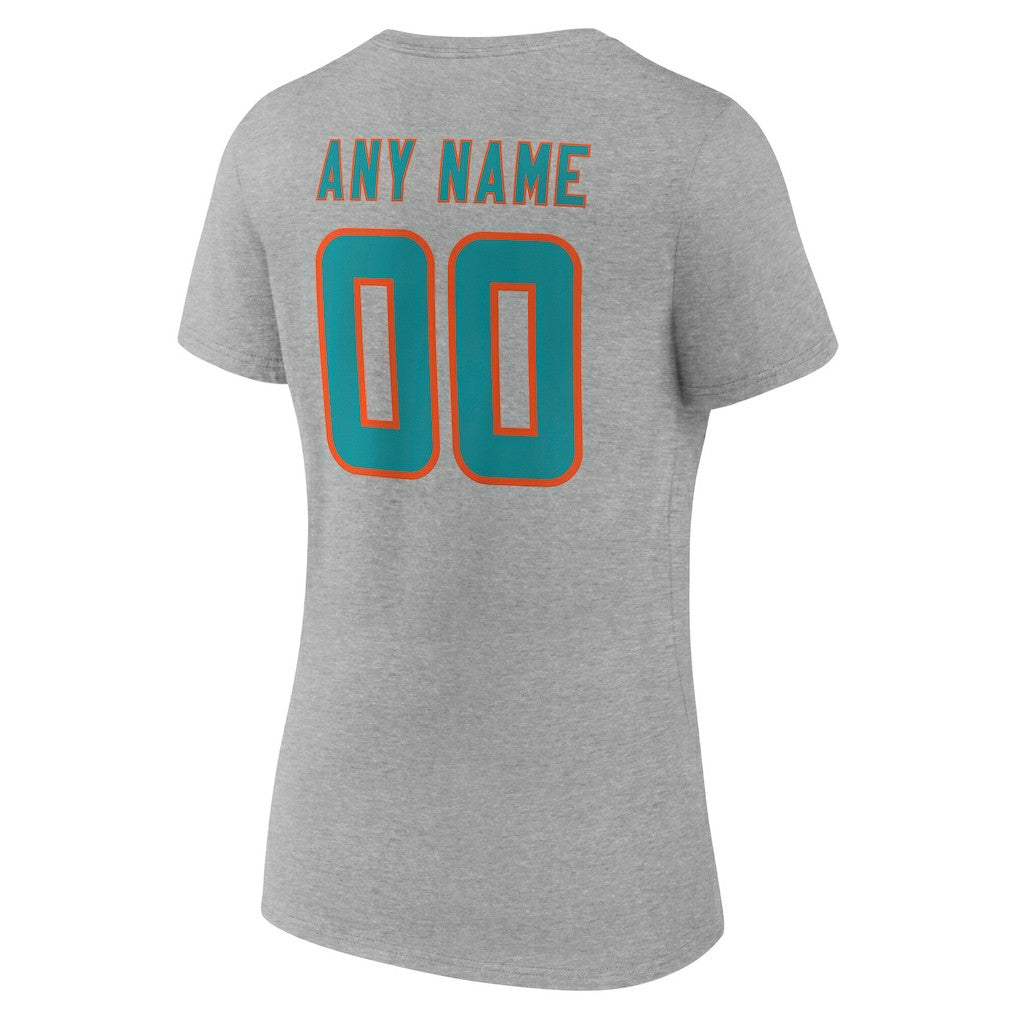 Miami Dolphins Women's Team Authentic Personalized Name & Number V-Neck T-Shirt | NFL Outlet