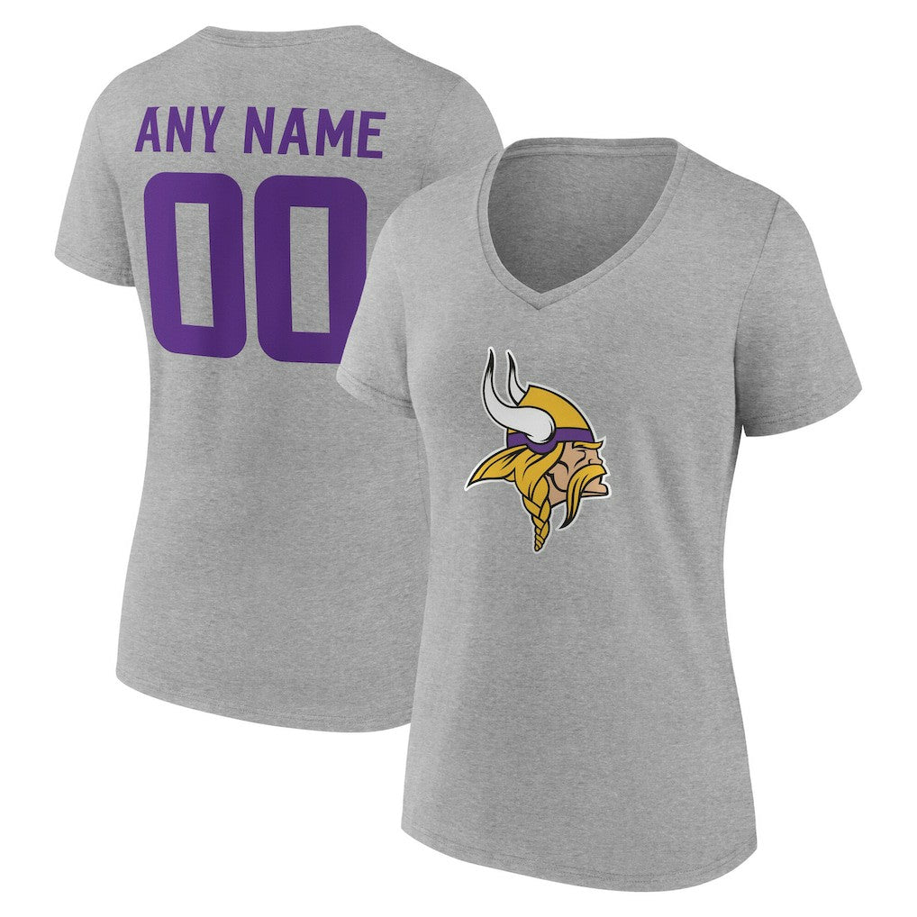Minnesota Vikings Women's Team Authentic Personalized Name & Number V-Neck T-Shirt | NFL Outlet