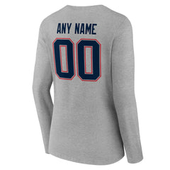 New England Patriots Women's Team Authentic Personalized Name & Number Long Sleeve V-Neck T-Shirt | NFL Hot