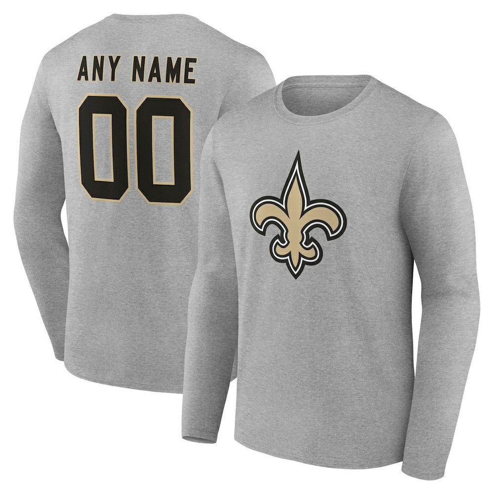 New Orleans Saints Team Authentic Personalized Name & Number Long Sleeve T-Shirt | NFL Outlet