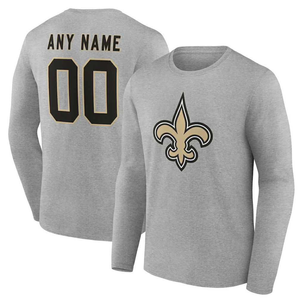 New Orleans Saints Team Authentic Personalized Name & Number Long Sleeve T-Shirt | NFL Outlet