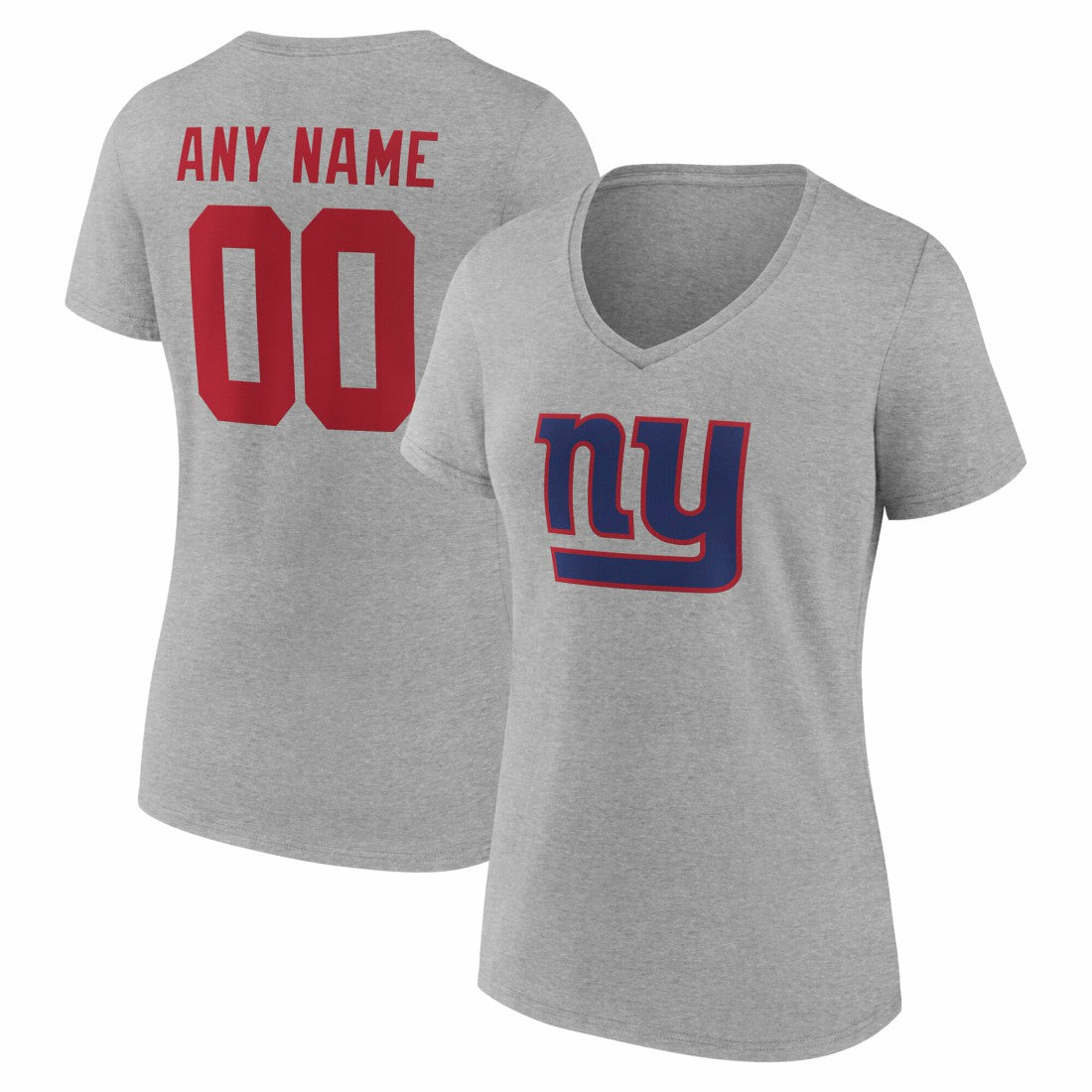 New York Giants Women's Team Authentic Personalized Name & Number V-Neck T-Shirt | NFL Outlet