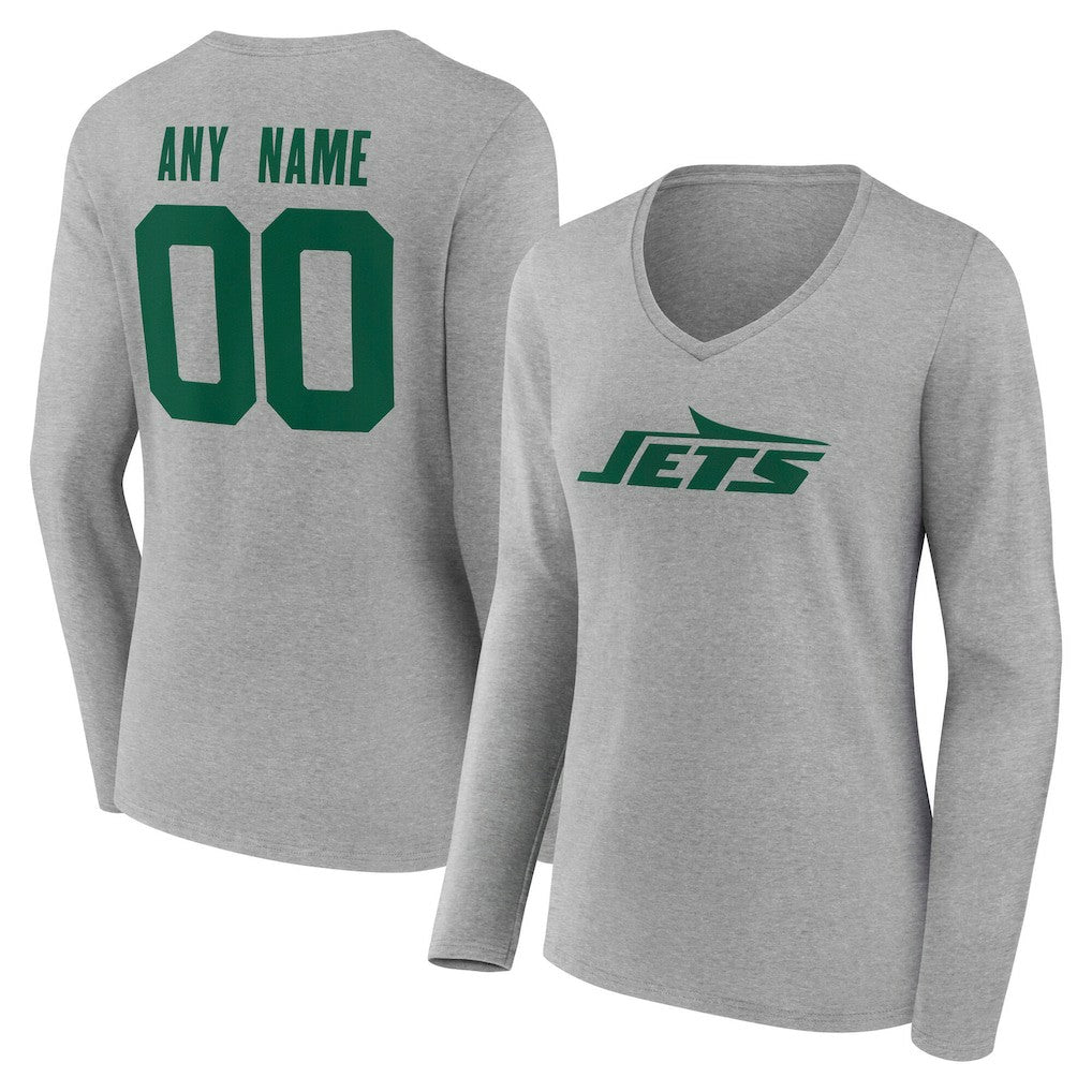 New York Jets Women's Team Authentic Personalized Name & Number Long Sleeve V-Neck T-Shirt | NFL Online