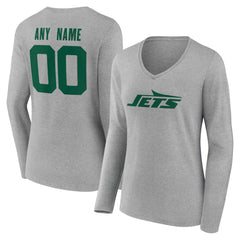 New York Jets Women's Team Authentic Personalized Name & Number Long Sleeve V-Neck T-Shirt | NFL Online