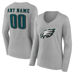 Philadelphia Eagles Women's Team Authentic Personalized Name & Number Long Sleeve V-Neck T-Shirt | NFL Outlet