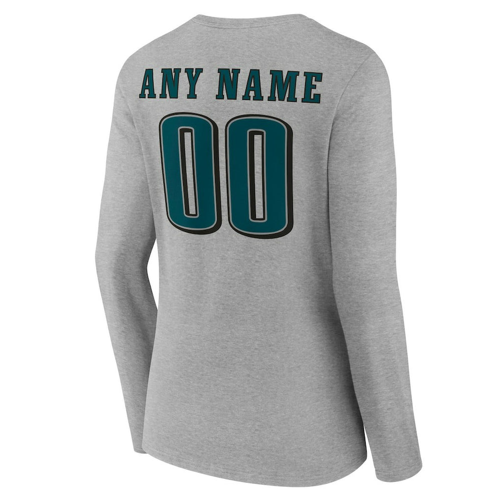 Philadelphia Eagles Women's Team Authentic Personalized Name & Number Long Sleeve V-Neck T-Shirt | NFL Outlet