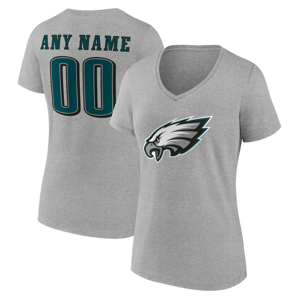 Philadelphia Eagles Women's Team Authentic Personalized Name & Number V-Neck T-Shirt | NFL Sale