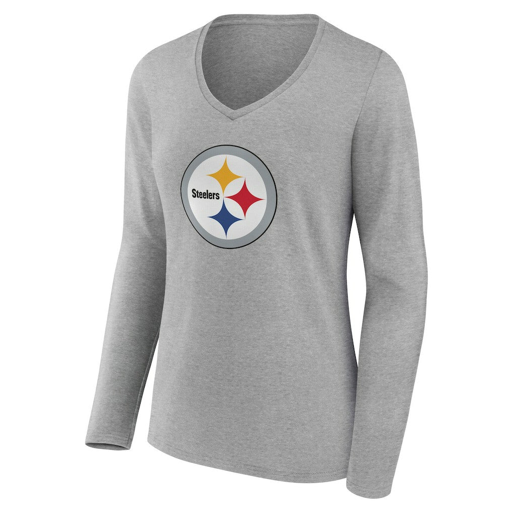 Pittsburgh Steelers Women's Team Authentic Personalized Name & Number Long Sleeve V-Neck T-Shirt | NFL Outlet