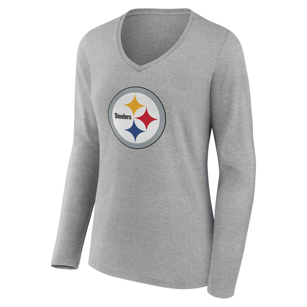 Pittsburgh Steelers Women's Team Authentic Personalized Name & Number Long Sleeve V-Neck T-Shirt | NFL Outlet