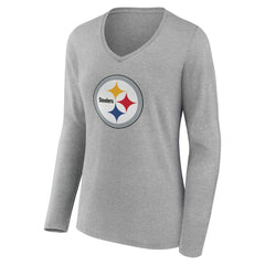 Pittsburgh Steelers Women's Team Authentic Personalized Name & Number Long Sleeve V-Neck T-Shirt | NFL Outlet