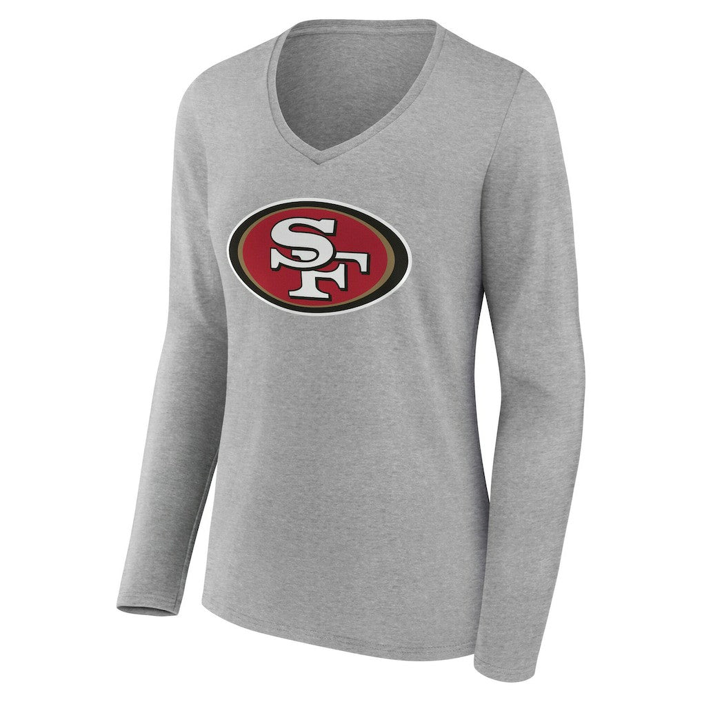 San Francisco 49ers Women's Team Authentic Personalized Name & Number Long Sleeve V-Neck T-Shirt | NFL New