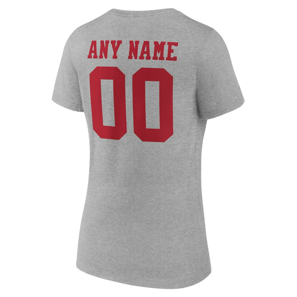 San Francisco 49ers Women's Team Authentic Personalized Name & Number V-Neck T-Shirt | NFL Sale