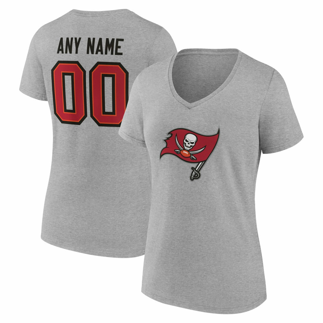 Tampa Bay Buccaneers Women's Team Authentic Personalized Name & Number V-Neck T-Shirt | NFL New