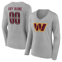 Washington Commanders Women's Team Authentic Personalized Name & Number Long Sleeve V-Neck T-Shirt | NFL US