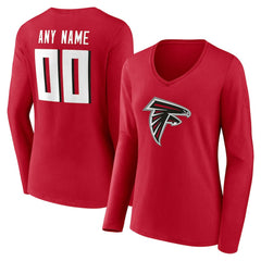 Atlanta Falcons Women's Team Authentic Personalized Name & Number Long Sleeve V-Neck T-Shirt | NFL On sale