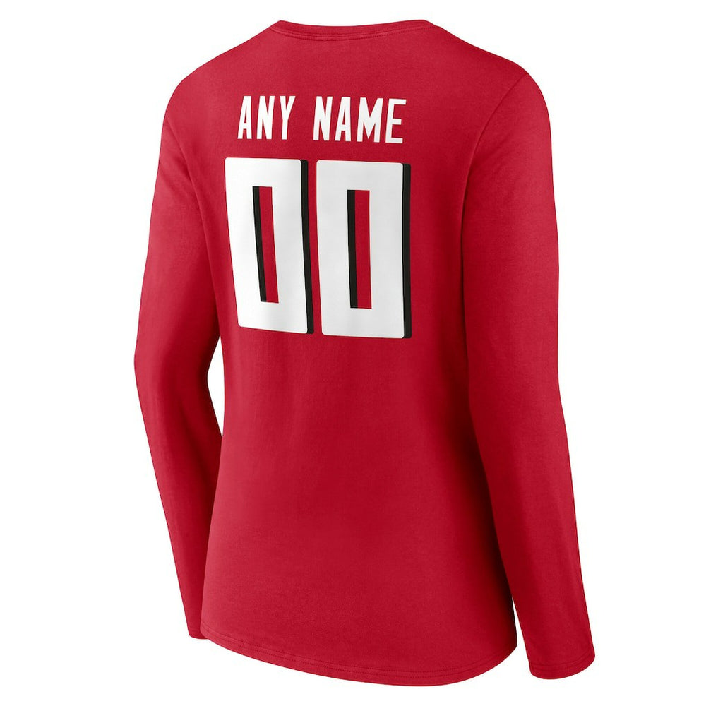Atlanta Falcons Women's Team Authentic Personalized Name & Number Long Sleeve V-Neck T-Shirt | NFL On sale