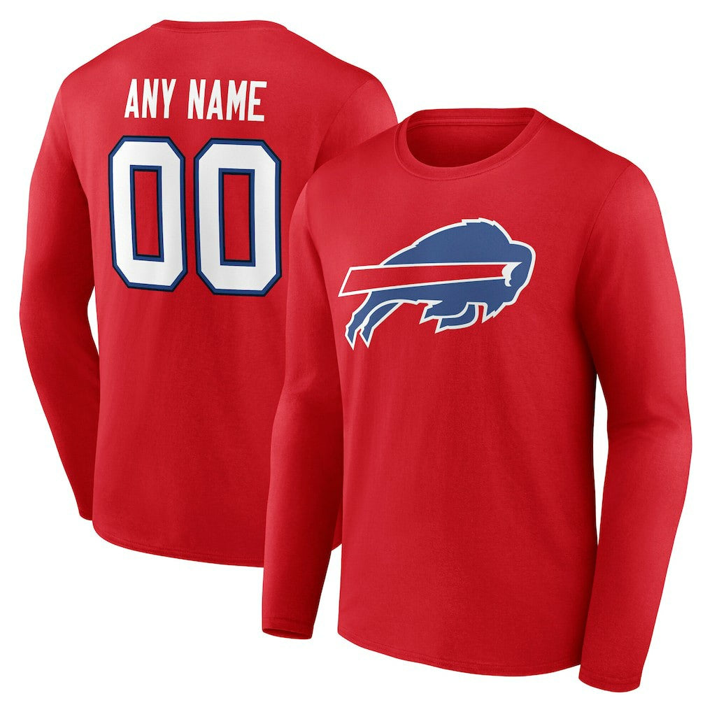 Buffalo Bills Team Authentic Personalized Name & Number Long Sleeve T-Shirt | NFL New