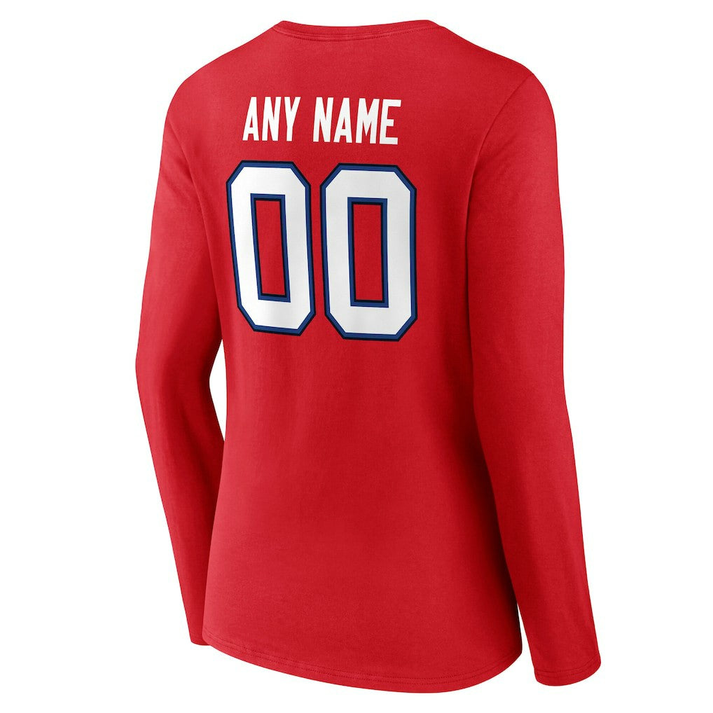Buffalo Bills Women's Team Authentic Personalized Name & Number Long Sleeve V-Neck T-Shirt | NFL Sale