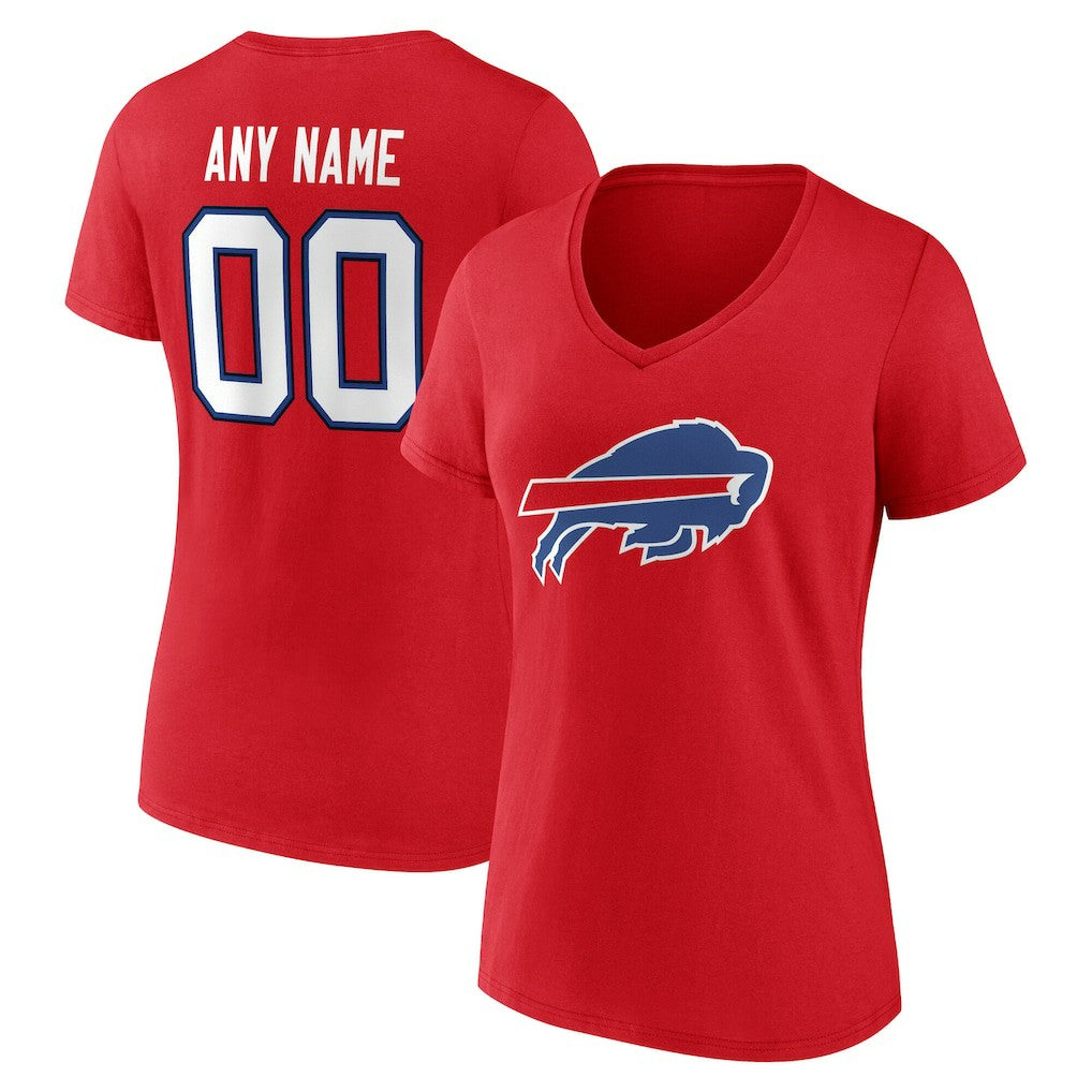 Buffalo Bills Women's Team Authentic Personalized Name & Number V-Neck T-Shirt | NFL Hot