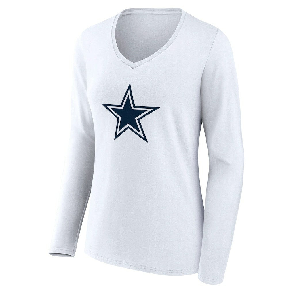 Dallas Cowboys Women's Team Authentic Personalized Name & Number Long Sleeve V-Neck T-Shirt | NFL Hot