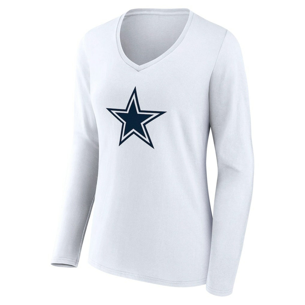 Dallas Cowboys Women's Team Authentic Personalized Name & Number Long Sleeve V-Neck T-Shirt | NFL Hot