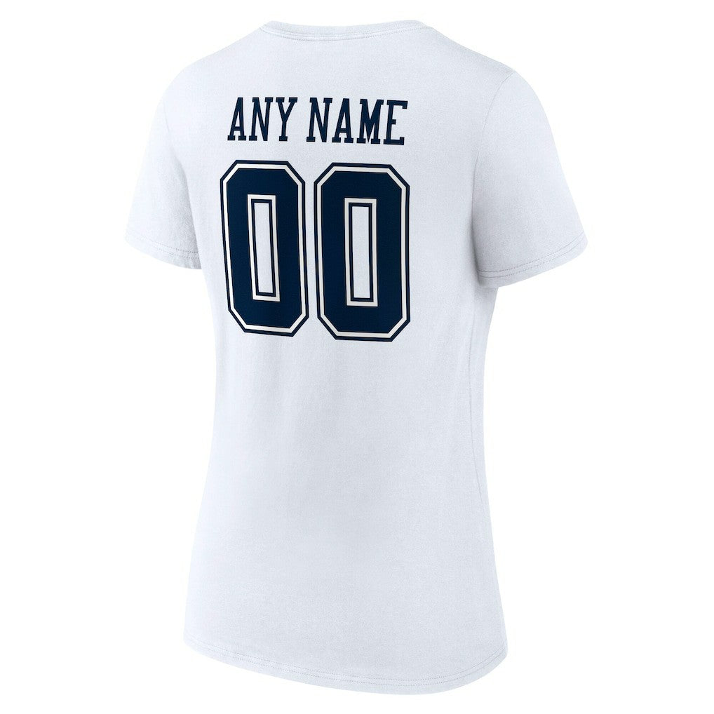 Dallas Cowboys Women's Team Authentic Personalized Name & Number V-Neck T-Shirt | NFL Discount