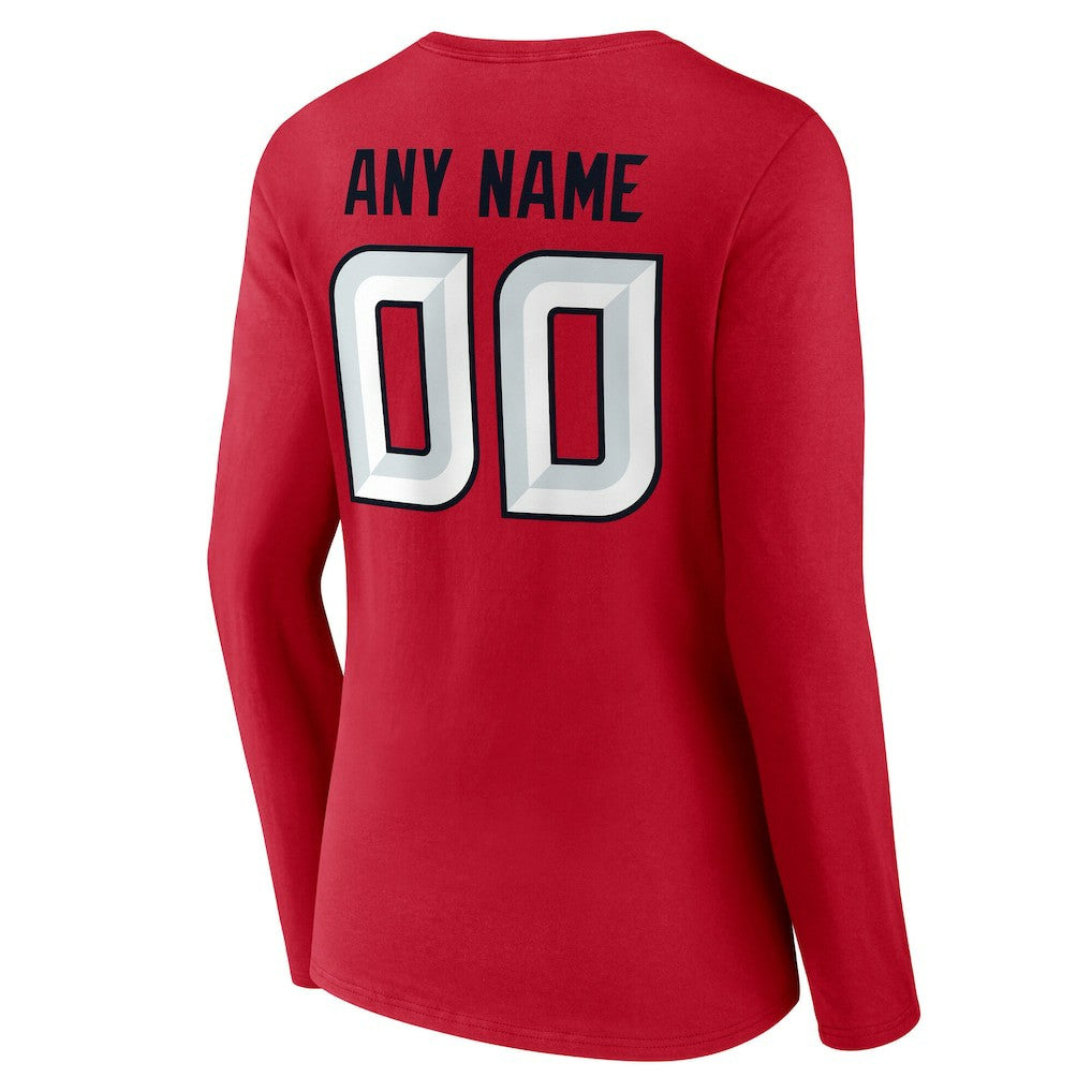 Houston Texans Women's Team Authentic Personalized Name & Number Long Sleeve V-Neck T-Shirt | NFL Discount