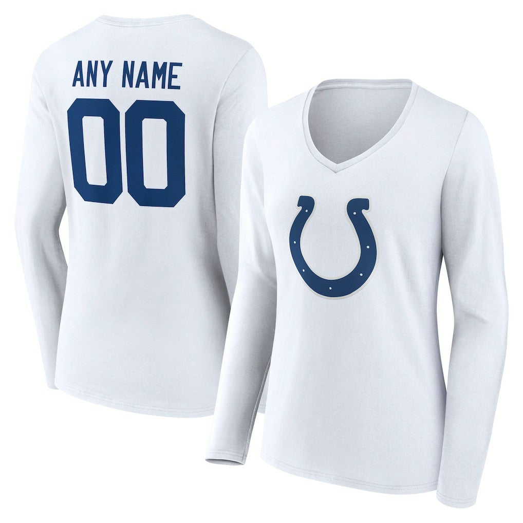 Indianapolis Colts Women's Team Authentic Personalized Name & Number Long Sleeve V-Neck T-Shirt | NFL Sale