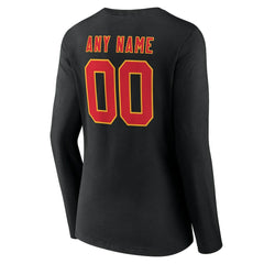 Kansas City Chiefs Women's Team Authentic Personalized Name & Number Long Sleeve V-Neck T-Shirt | NFL Outlet