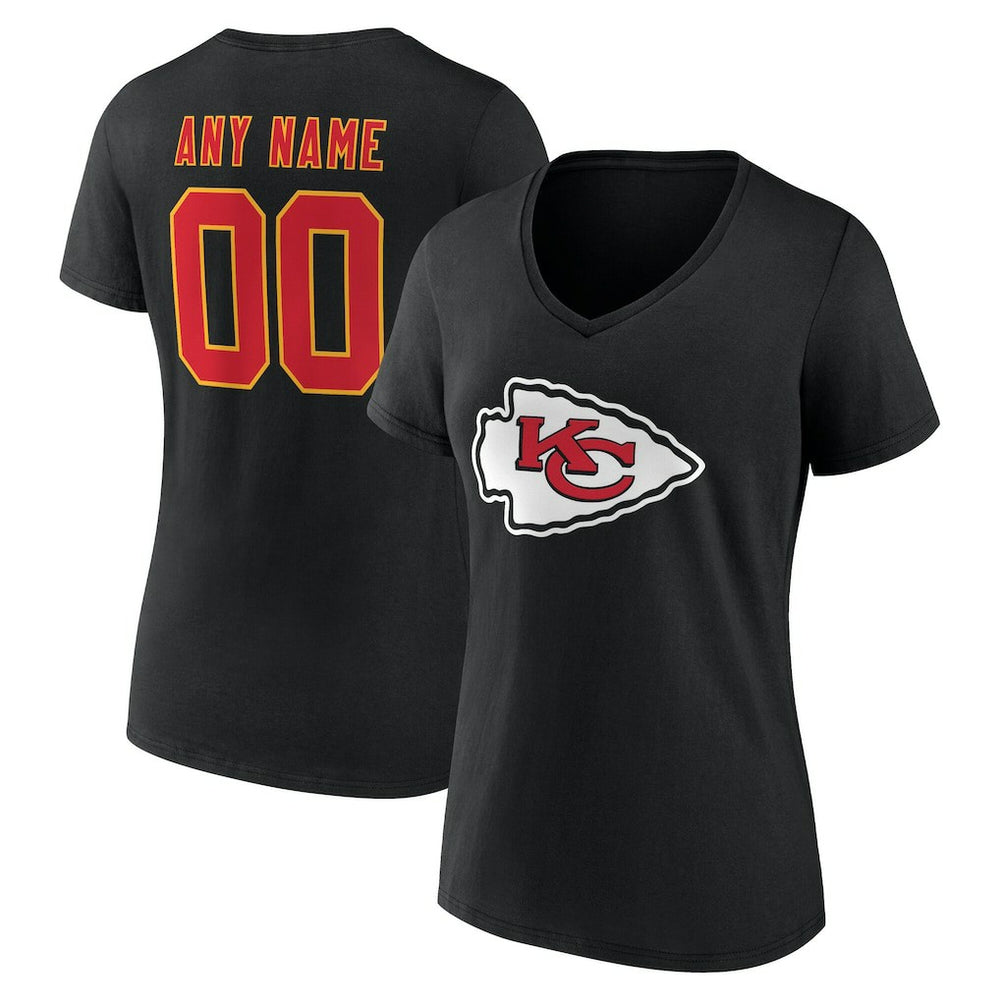 Kansas City Chiefs Women's Team Authentic Personalized Name & Number V-Neck T-Shirt | NFL Sale