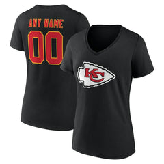 Kansas City Chiefs Women's Team Authentic Personalized Name & Number V-Neck T-Shirt | NFL Sale