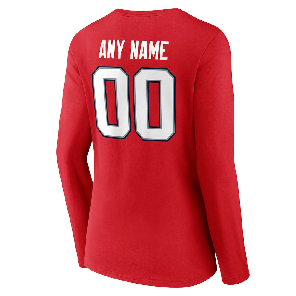 New England Patriots Women's Team Authentic Personalized Name & Number Long Sleeve V-Neck T-Shirt | NFL Sale