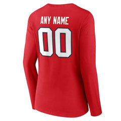 New England Patriots Women's Team Authentic Personalized Name & Number Long Sleeve V-Neck T-Shirt | NFL Sale