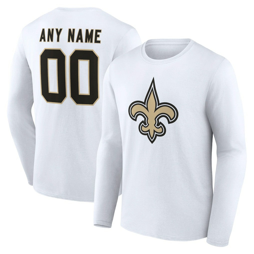 New Orleans Saints Team Authentic Personalized Name & Number Long Sleeve T-Shirt | NFL Hot