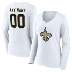 New Orleans Saints Women's Team Authentic Personalized Name & Number Long Sleeve V-Neck T-Shirt | NFL Outlet
