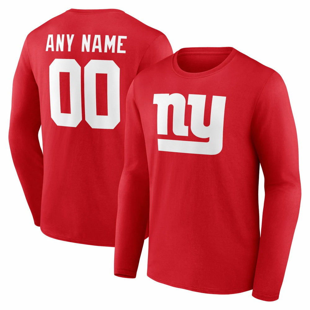 New York Giants Team Authentic Personalized Name & Number Long Sleeve T-Shirt | NFL On sale