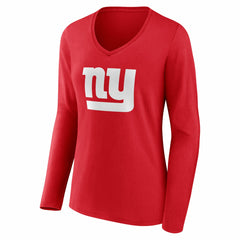 New York Giants Women's Team Authentic Personalized Name & Number Long Sleeve V-Neck T-Shirt | NFL Outlet