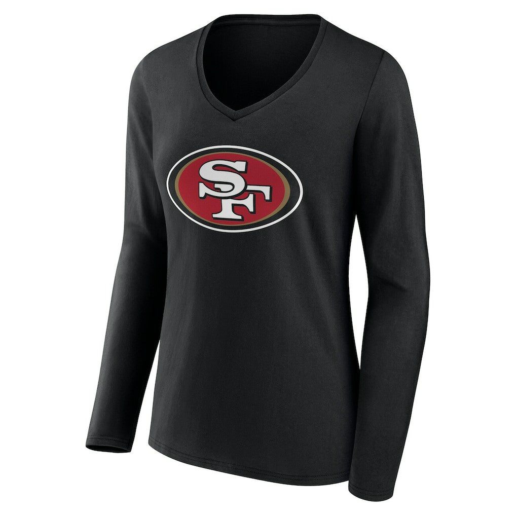 San Francisco 49ers Women's Team Authentic Personalized Name & Number Long Sleeve V-Neck T-Shirt | NFL Outlet