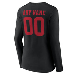 San Francisco 49ers Women's Team Authentic Personalized Name & Number Long Sleeve V-Neck T-Shirt | NFL Outlet