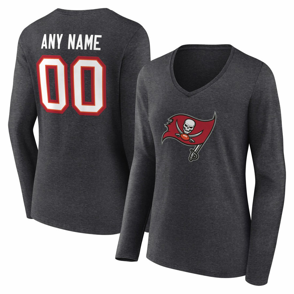 Tampa Bay Buccaneers Women's Team Authentic Personalized Name & Number Long Sleeve V-Neck T-Shirt | NFL Online